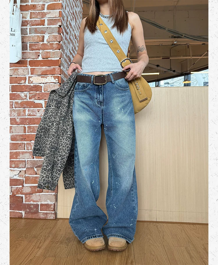 CCYE Vintage Frayed Straight Jeans