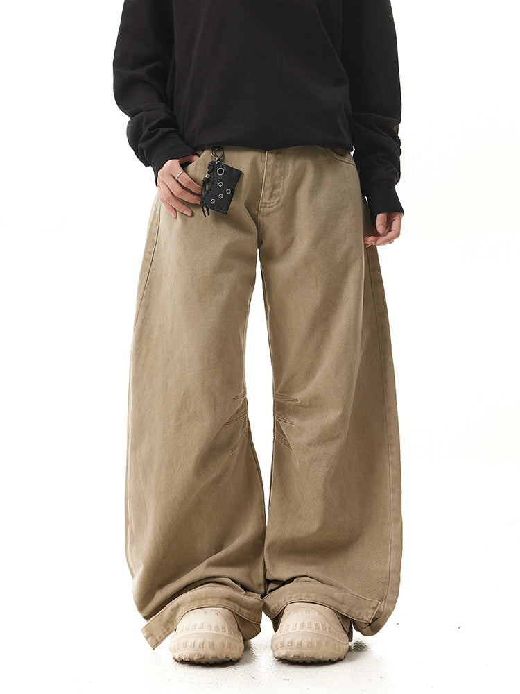 (Clearance) BTSG Retro Silhouette Khaki Loose Baggy Wide Leg Casual Banana Pants