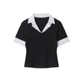 HeyHenry V-neck Fake Two-piece Polo Shirt Front Shoulder Tee