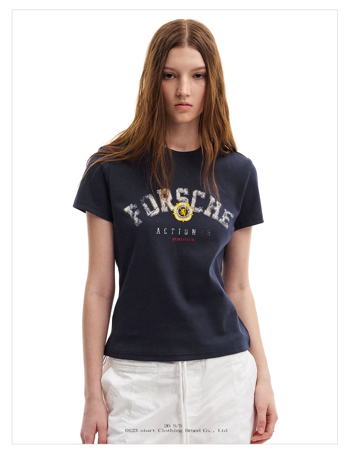 0123Start Retro Letter Print Crew Neck Tee