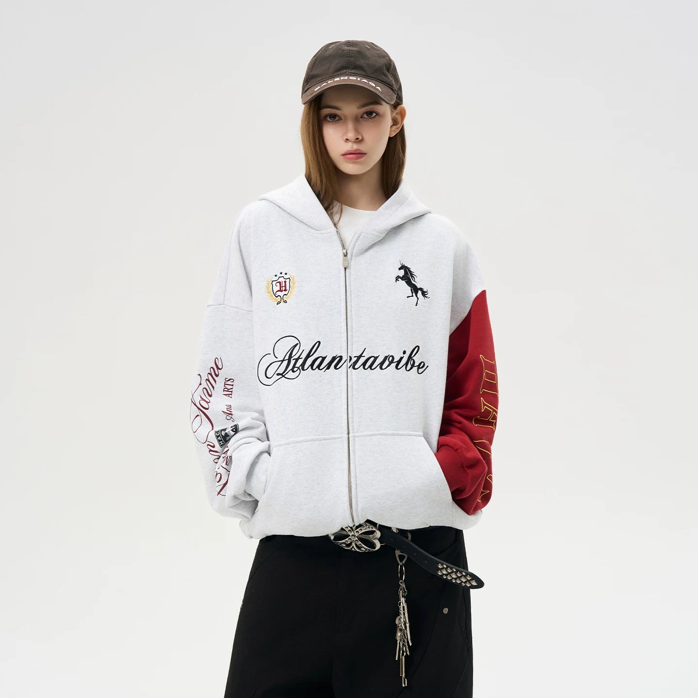 HACR Vintage Contrasting Embroidered Loose Coat