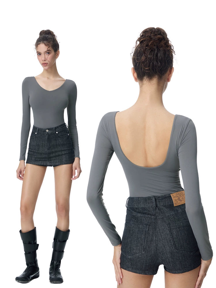 ABMY High and Low Waist Sexy Hip-wrapped Denim Skirt Pants