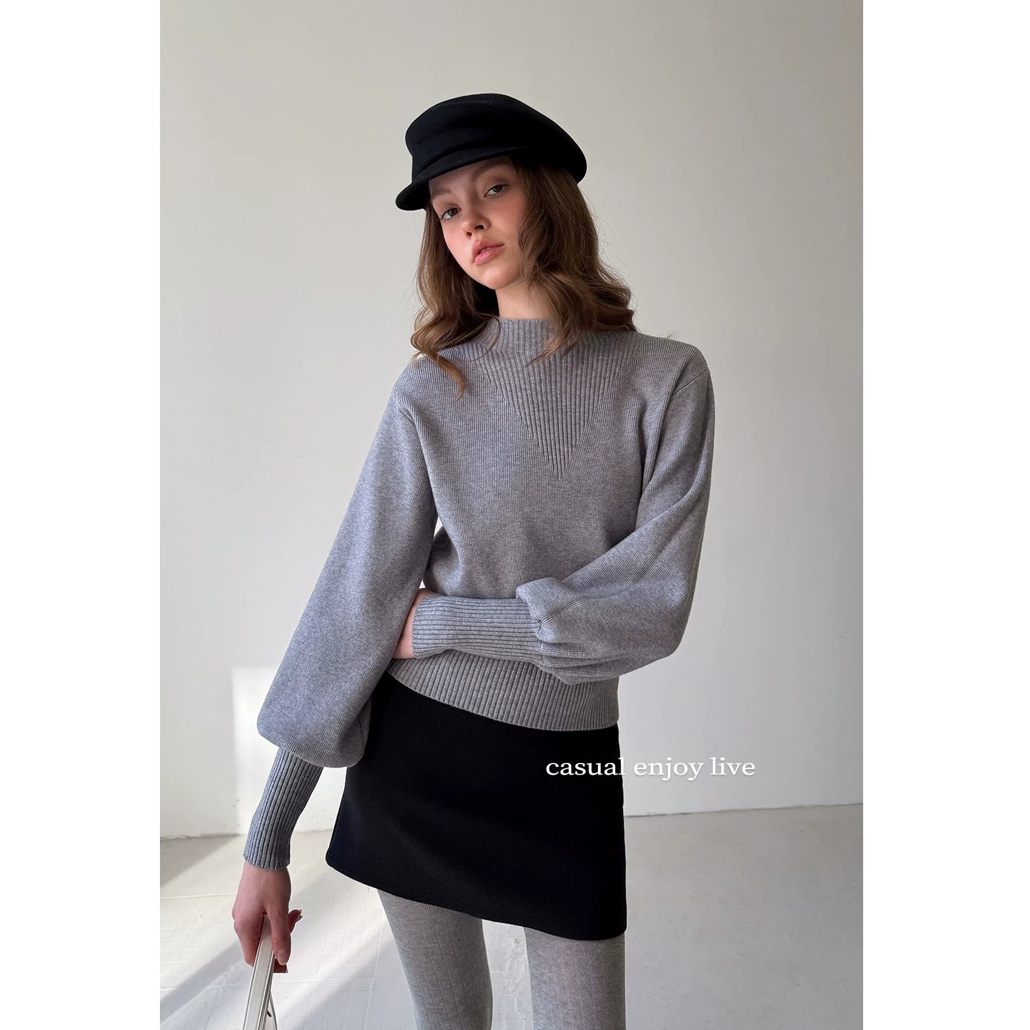 EGGKA Semi-turtleneck Slim-fit Thickened Knitted Sweater