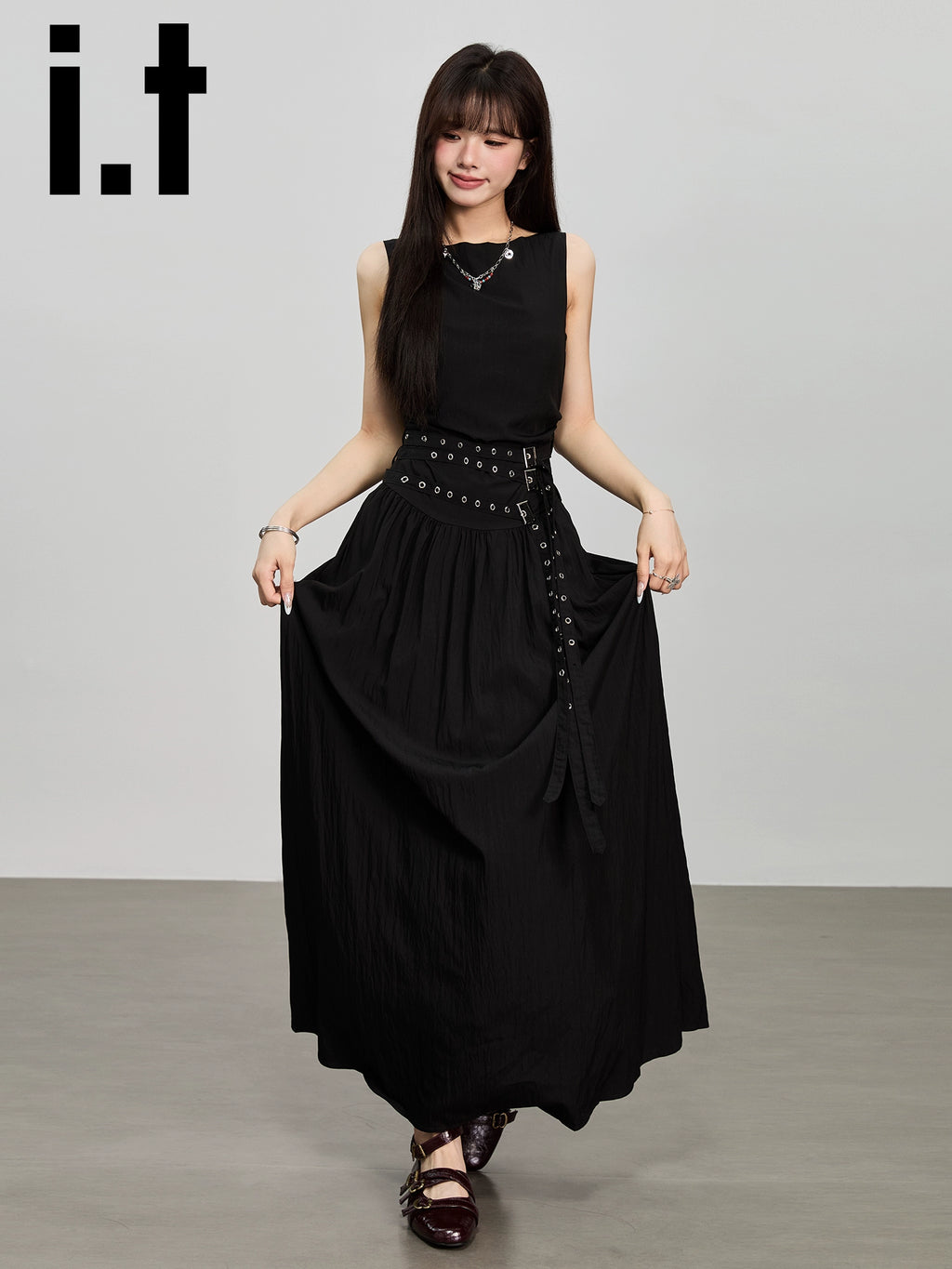IT: CHOCOOLATE Sleeveless Vest Waist Temperament High-end Dress