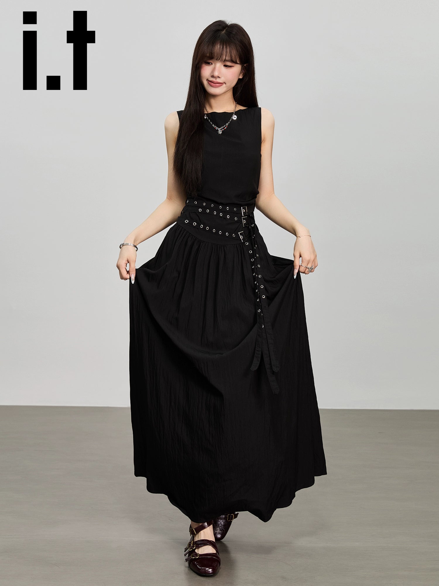 IT: CHOCOOLATE Sleeveless Vest Waist Temperament High-end Dress