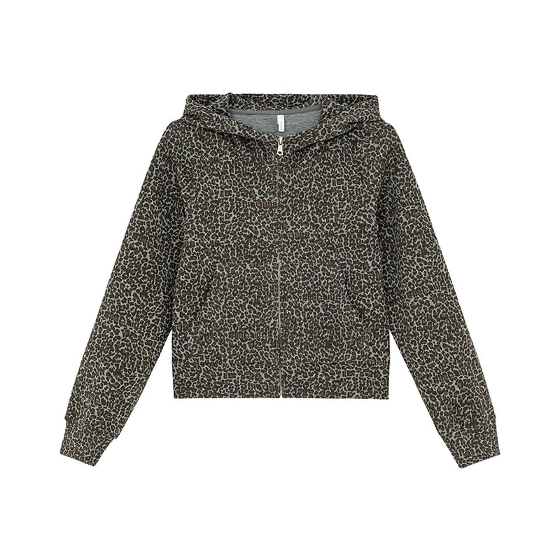 KANO Retro Old Leopard Print Sweater Jacket