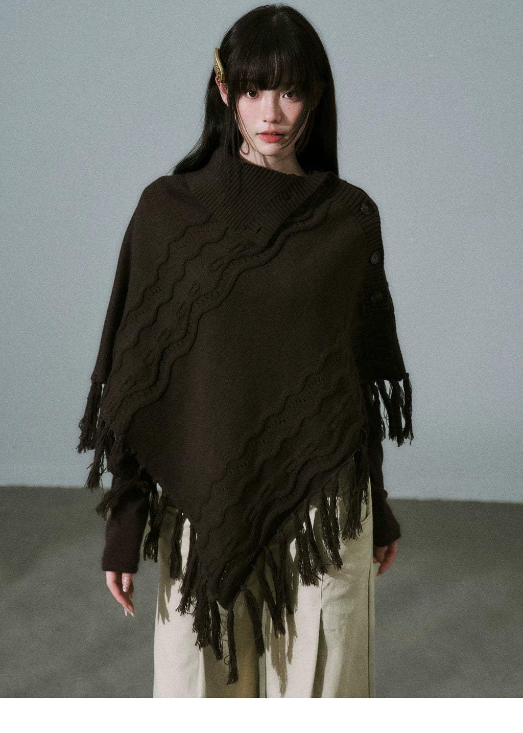 LOST FOREST Handmade Versatile Fringed Shawl Cape