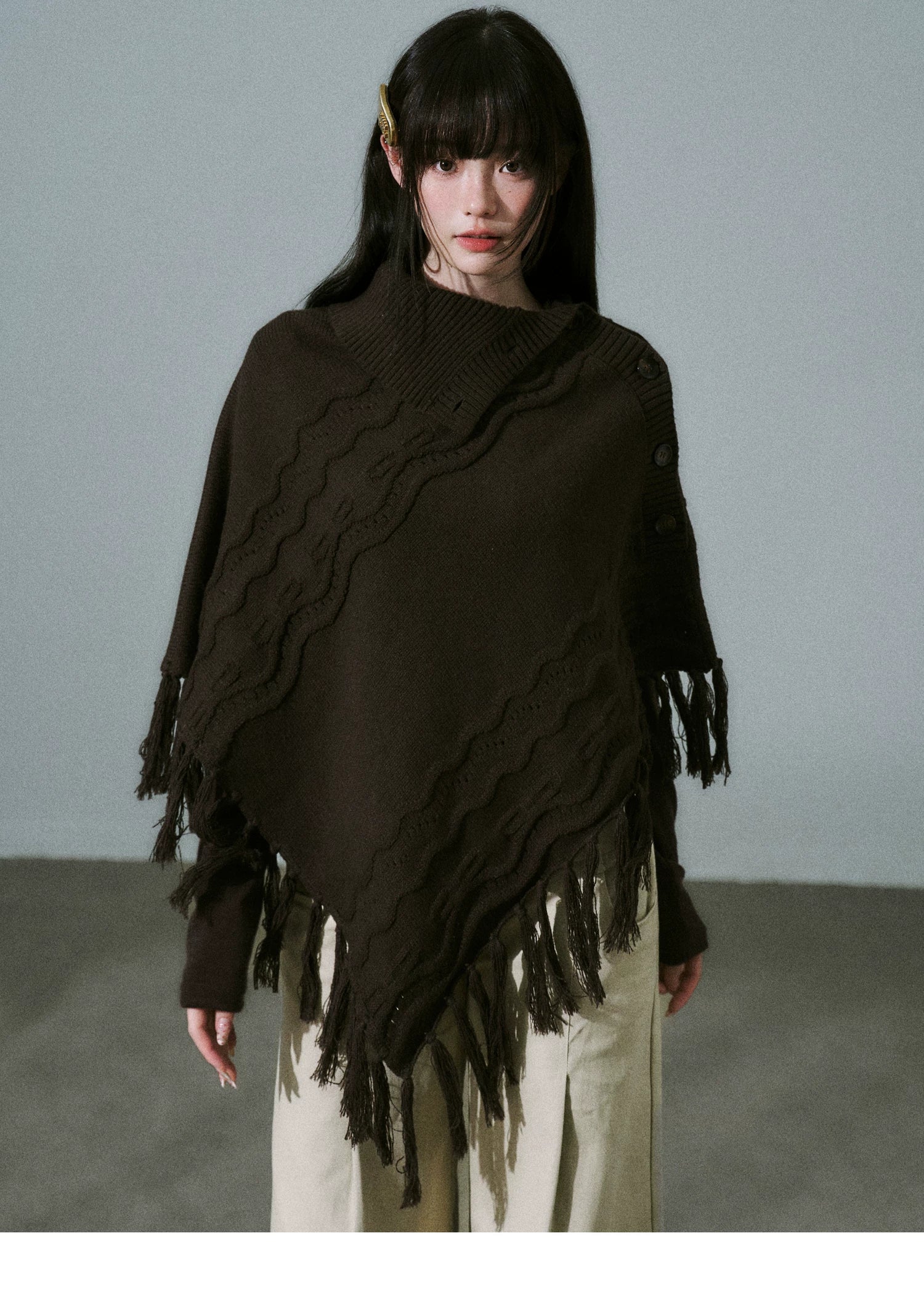 LOST FOREST Handmade Versatile Fringed Shawl Cape