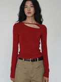 EIGHTHMONTH Single Side Hollowed Slim Slim Long Sleeves