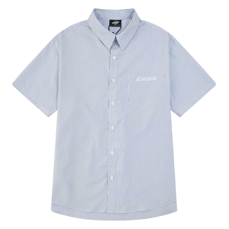 404MOB  blue and white striped short-sleeved shirt