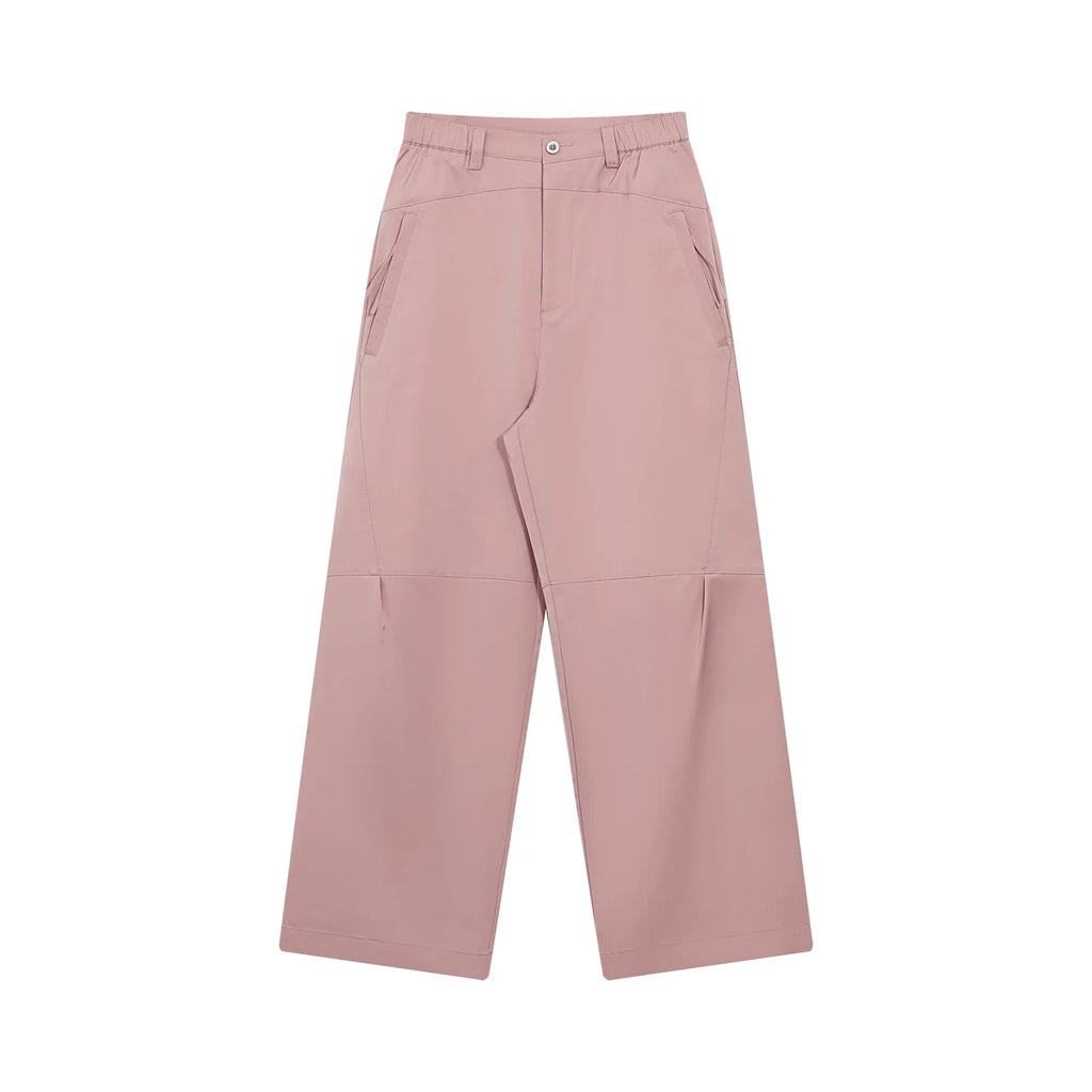 FUNKYFUN Elastic Waist Minimalist Pleated Wide-leg Pants