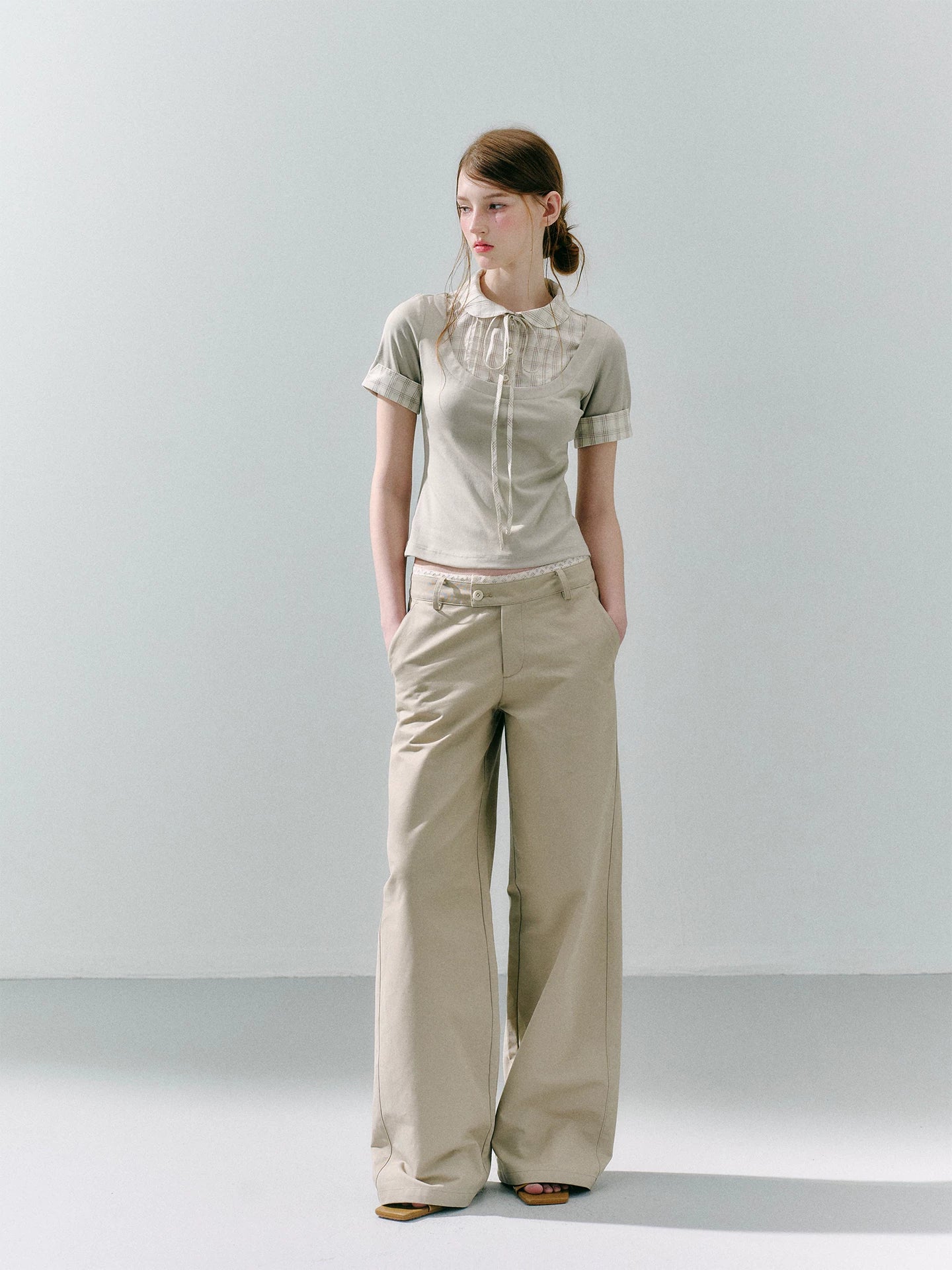 LOST FOREST Fake Two Piece Splicing Slim Tee