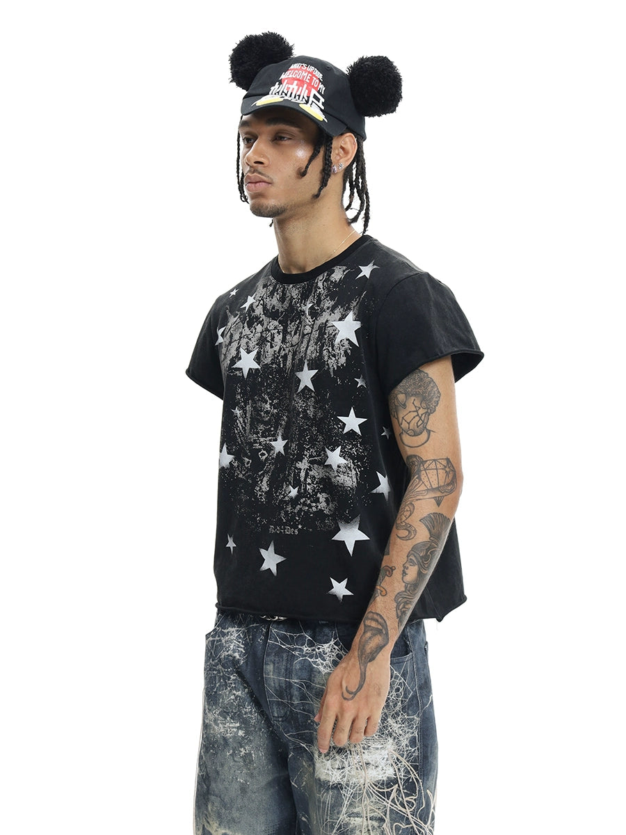 DND4DES Star Printed Curled Wrap Tee