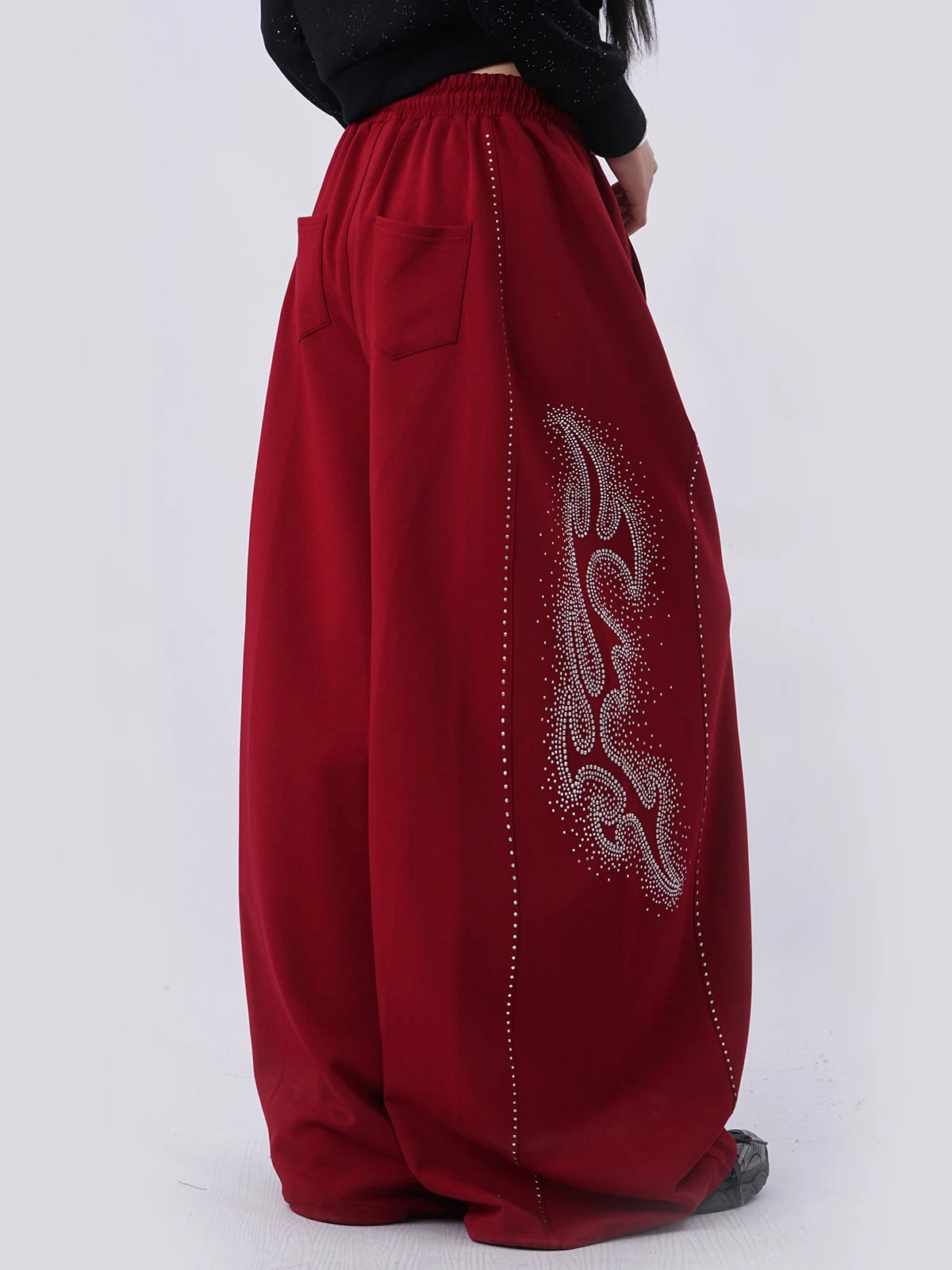 SAMUSAN Fine Flash Hot Diamond Loose Wide-leg Pants