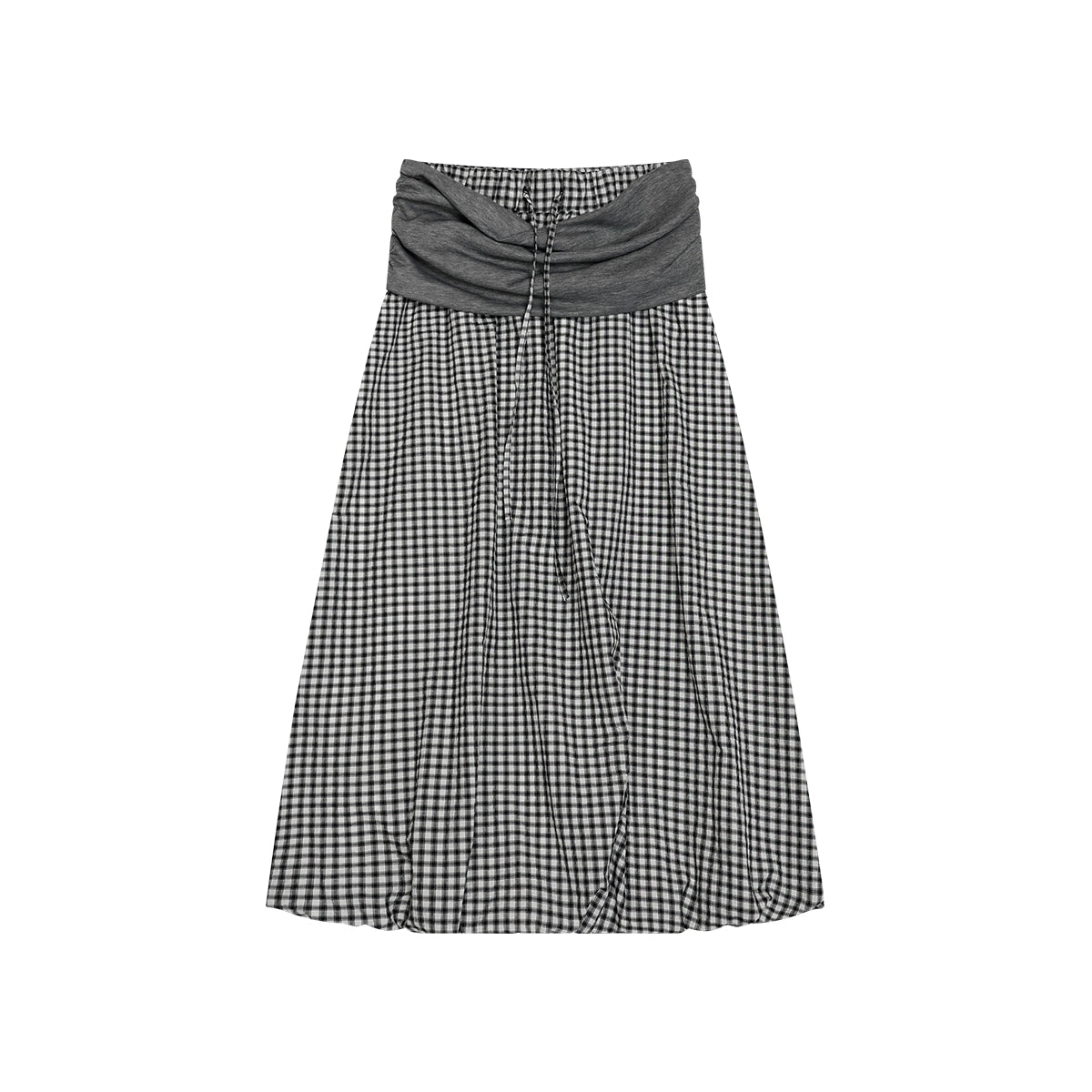 FUNKYFUN Splicing Pleated Plaid Pendulum Middle Skirt Bud Skirt