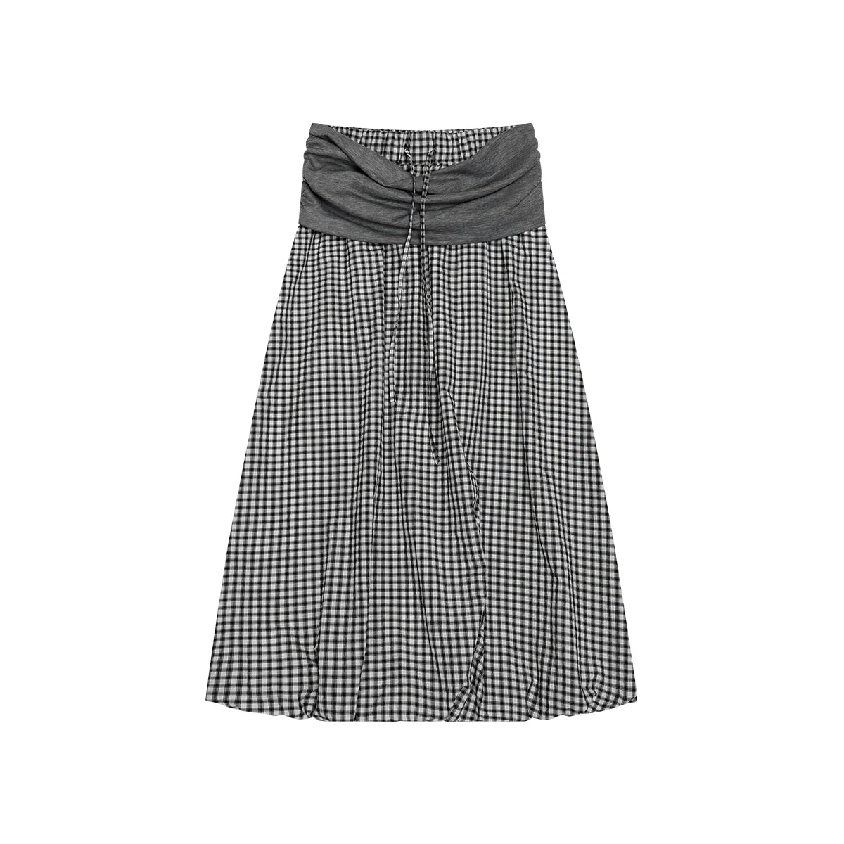 FUNKYFUN Splicing Pleated Plaid Bud Skirt