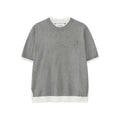 MTLCLOTHES Korean Version of Round Neck Knitted Fake Two-piece Color Matching Tee