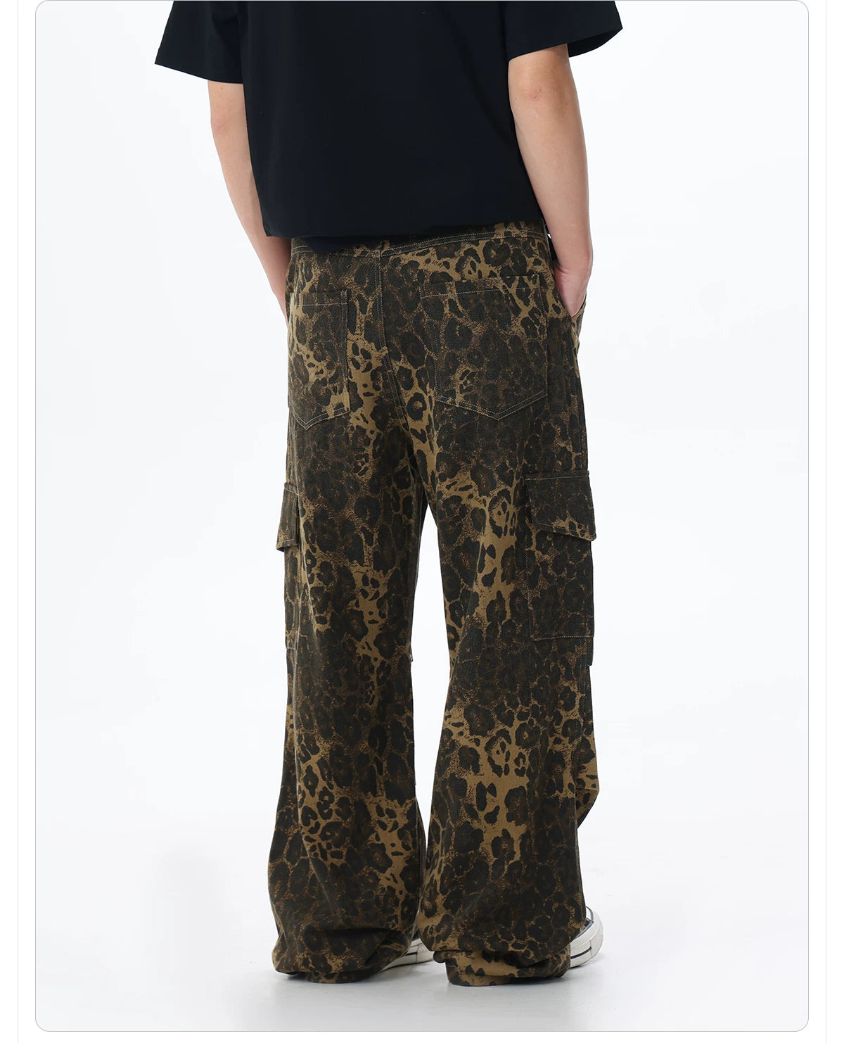 404MOB Retro Leopard Print Wide-leg Cargo Pants