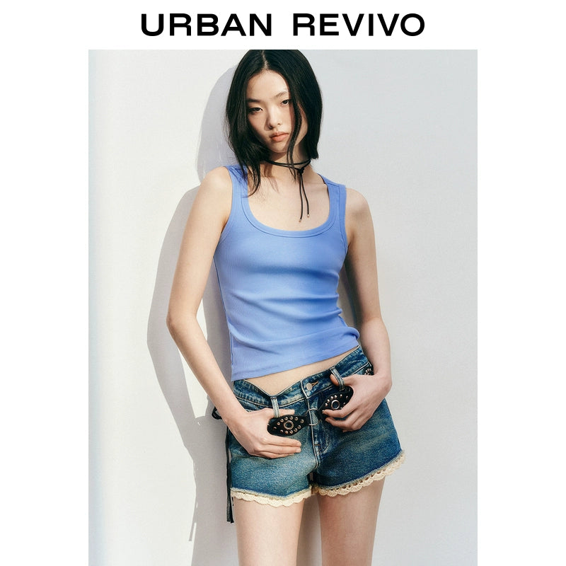 URBAN REVIVO Casual Versatile Slim Slim U-neck Vest