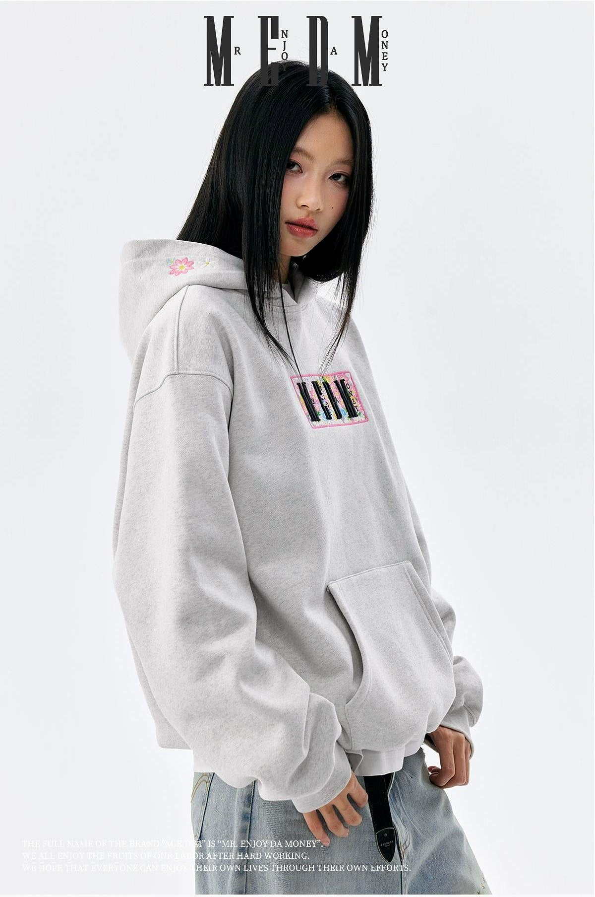 MEDM Simple Embroidered Casual Hooded Sweater
