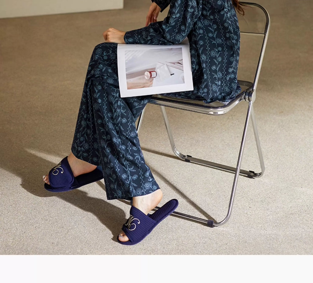 YUENEI Pure Cotton Loungewear Old Money Wind Long-sleeved Pajamas