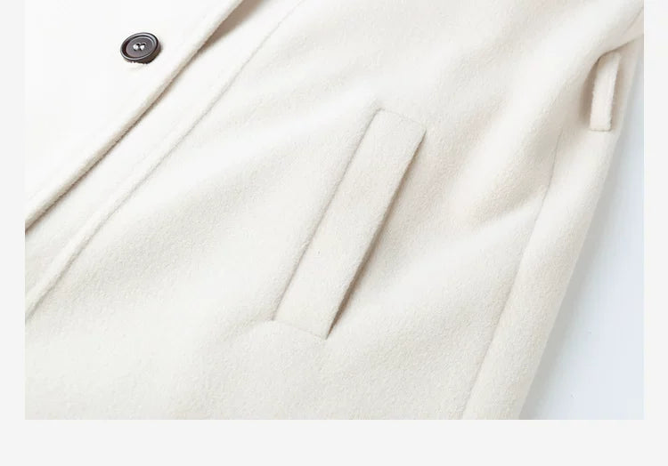 LOVEHEYNEW Stand-up Collar Waist-strapped Woolen Coat