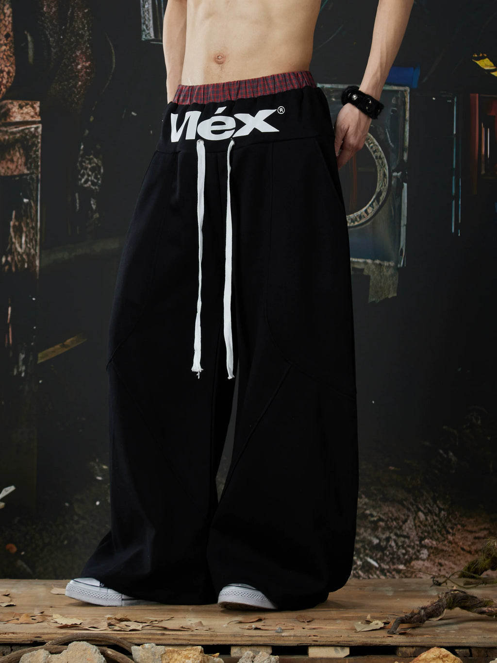 NUndeFineD Splicing Fart Curtain Loose Sweatpants