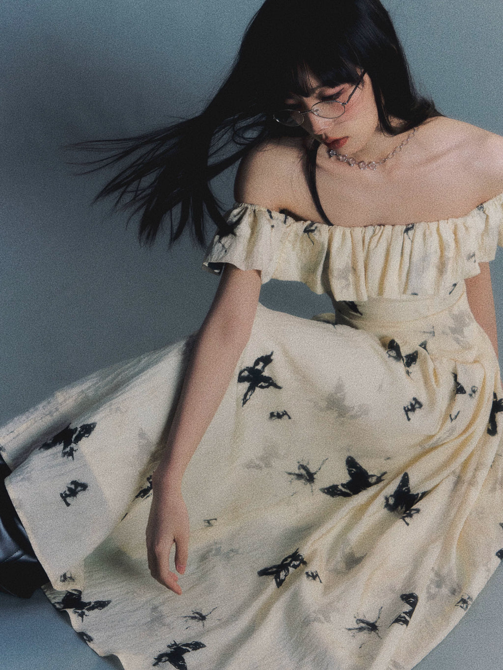LULUSWINGS Ink Butterfly Print Shoulder Dress