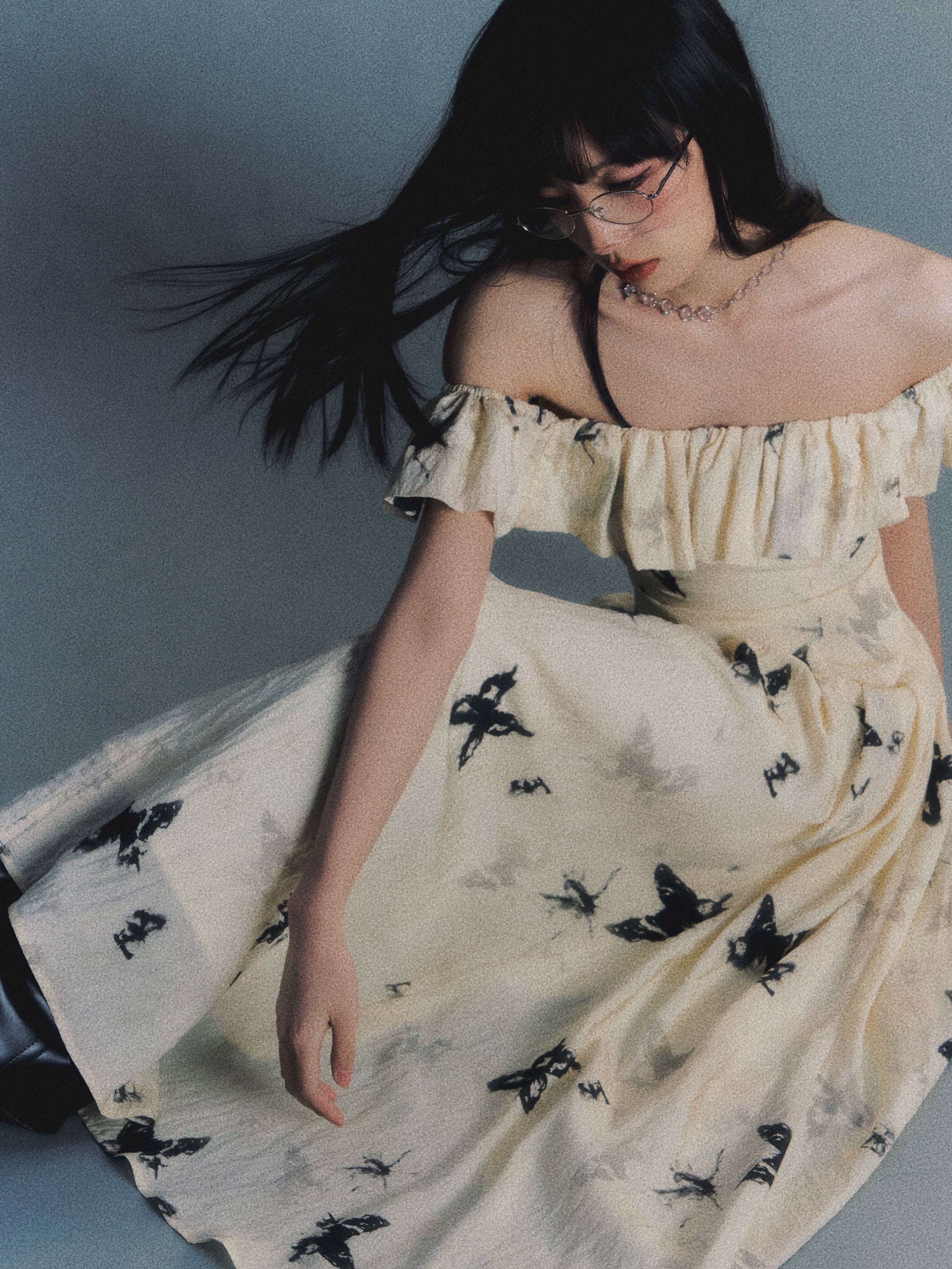 LULUSWINGS Ink Butterfly Print Shoulder Dress
