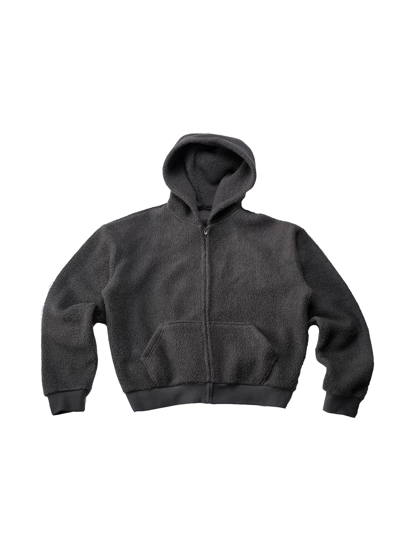 LIBERAFIT Wool Lamb Wool Silhouette Hooded Zip Jacket