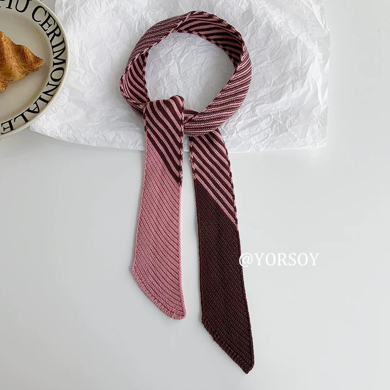 YORSOY Vintage College Style Long Tie Silk Scarf