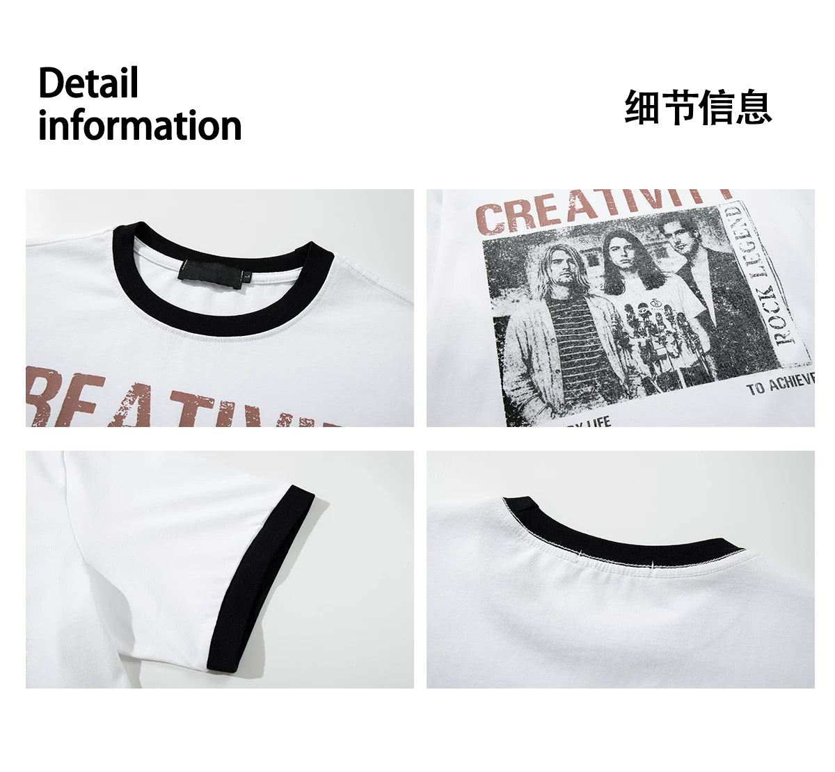 EAHO Alphabet Portrait Print Casual Tee