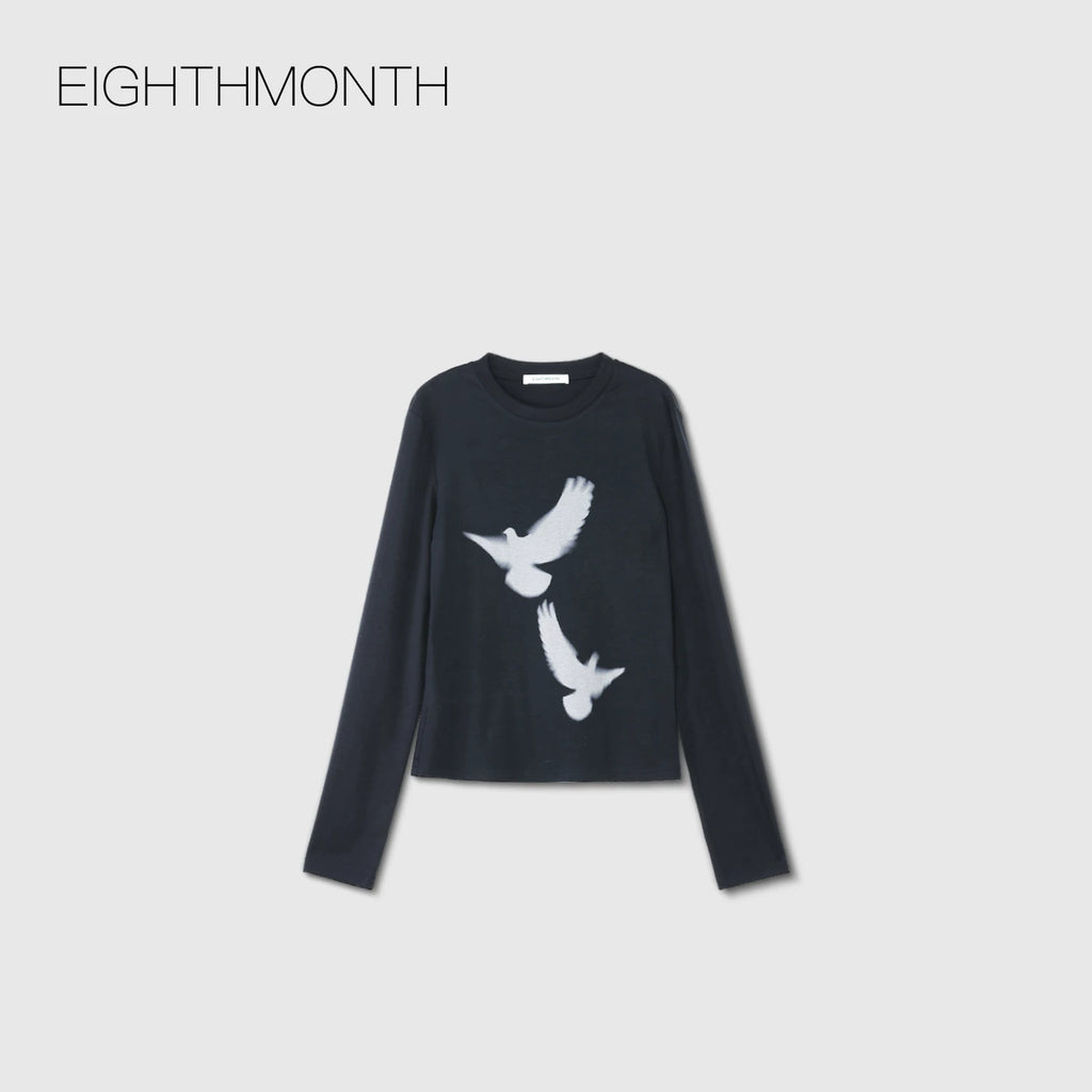 EIGHTHMONTH Skinny Crew Neck Casual Long Sleeve
