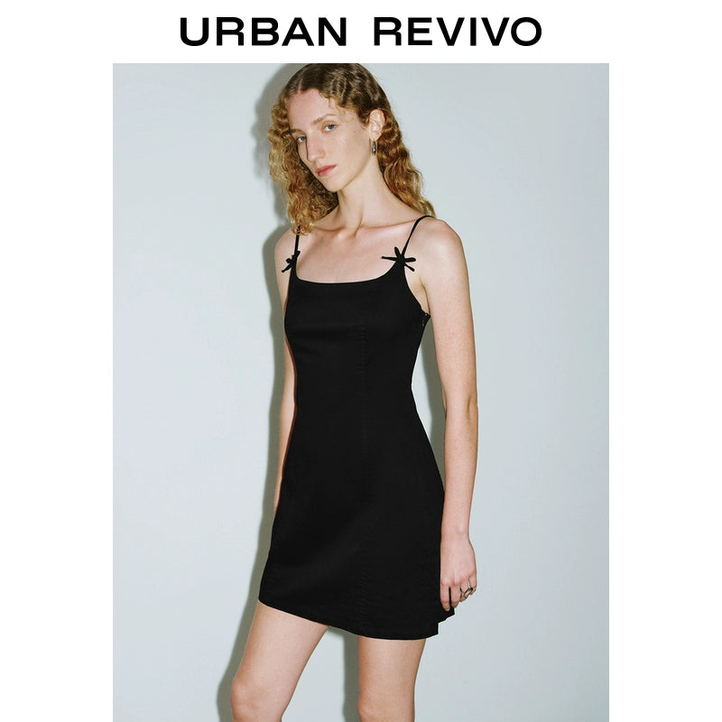 URBAN REVIVO Bow-embellished Suspender Dress