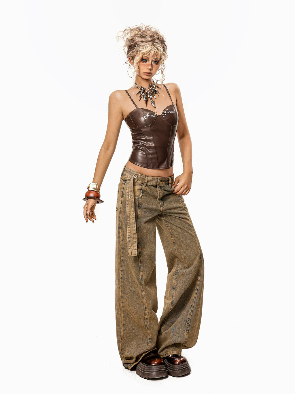 Arielink Vintage Tie-Dyed Dirty Straight Jeans