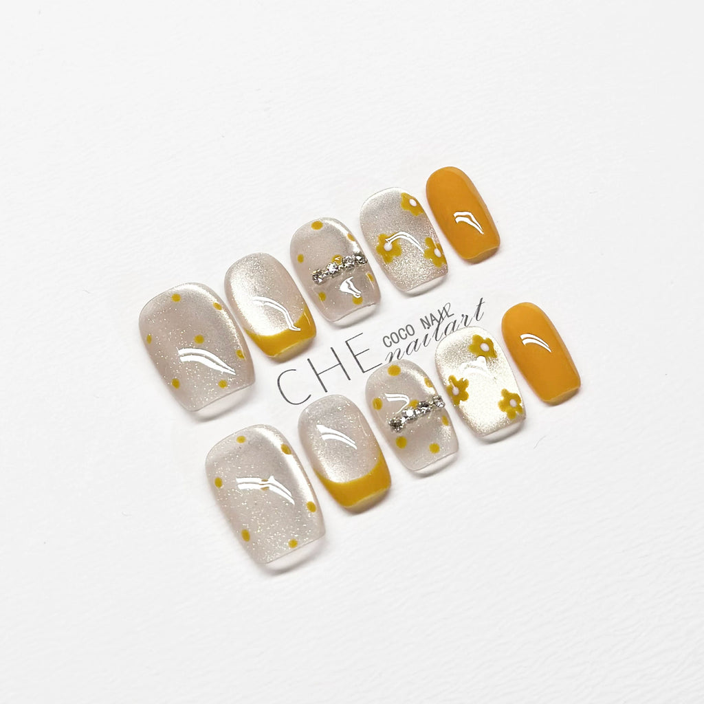CoCo Small Flower Cat Eye Handmade Manicure Wear Nail