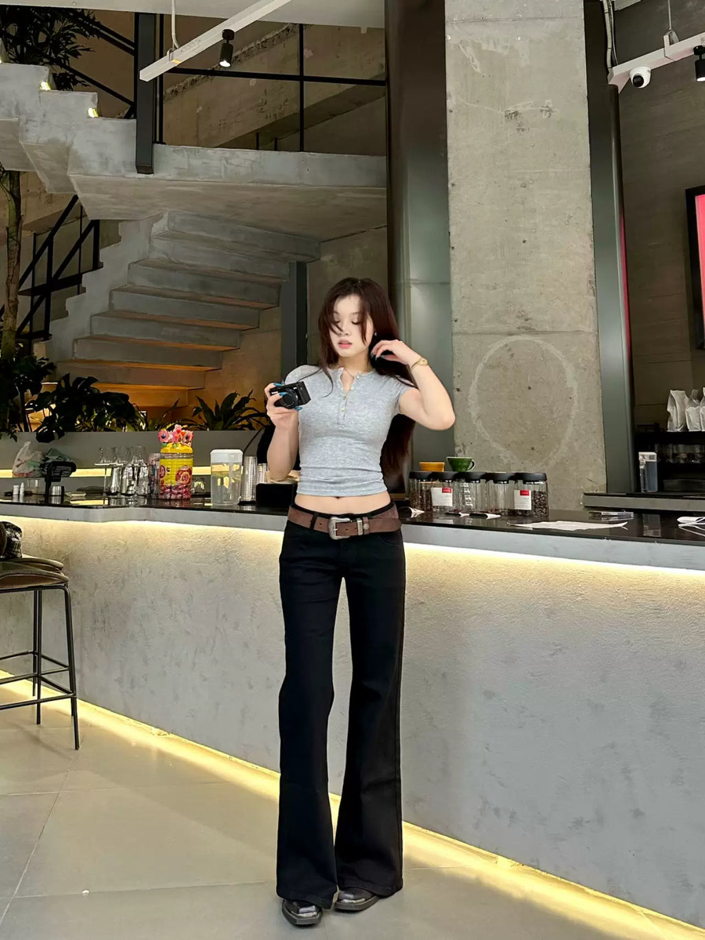 Popchee Low-rise Wide-leg Slim Jeans