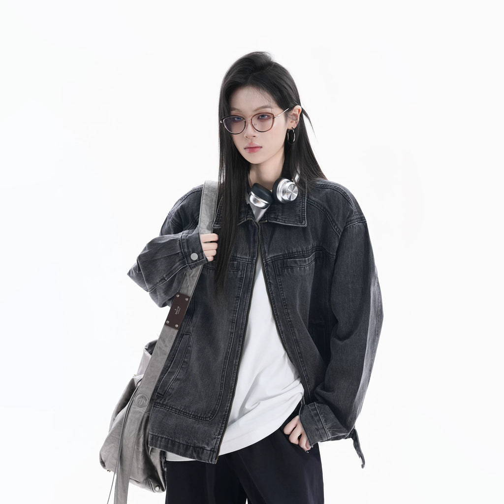 Zuocisankon Turtleneck Denim Jacket