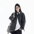 Zuocisankon Turtleneck Denim Jacket