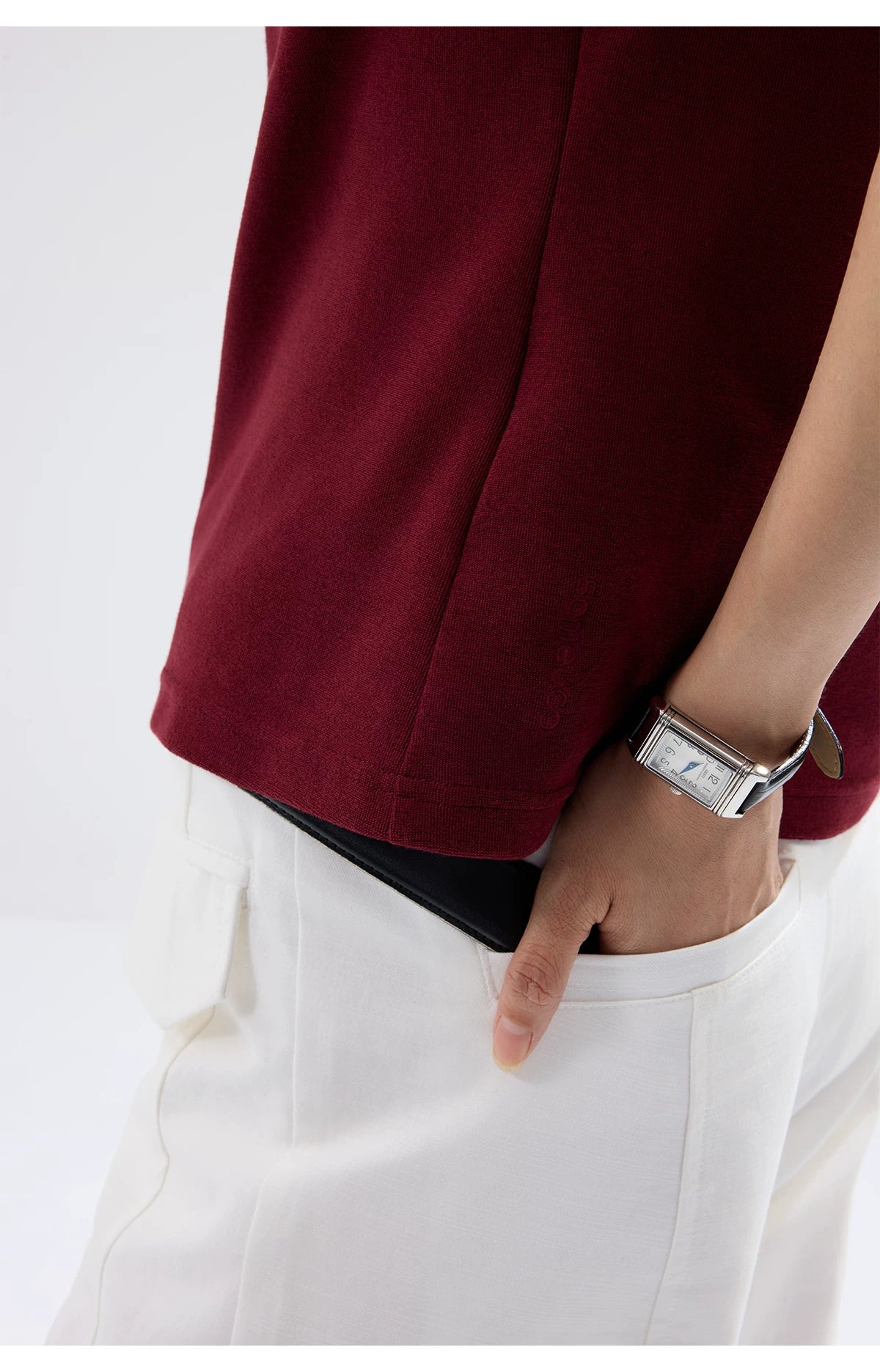Sameuoo Lapel, Shoulder-length Slimming Tee