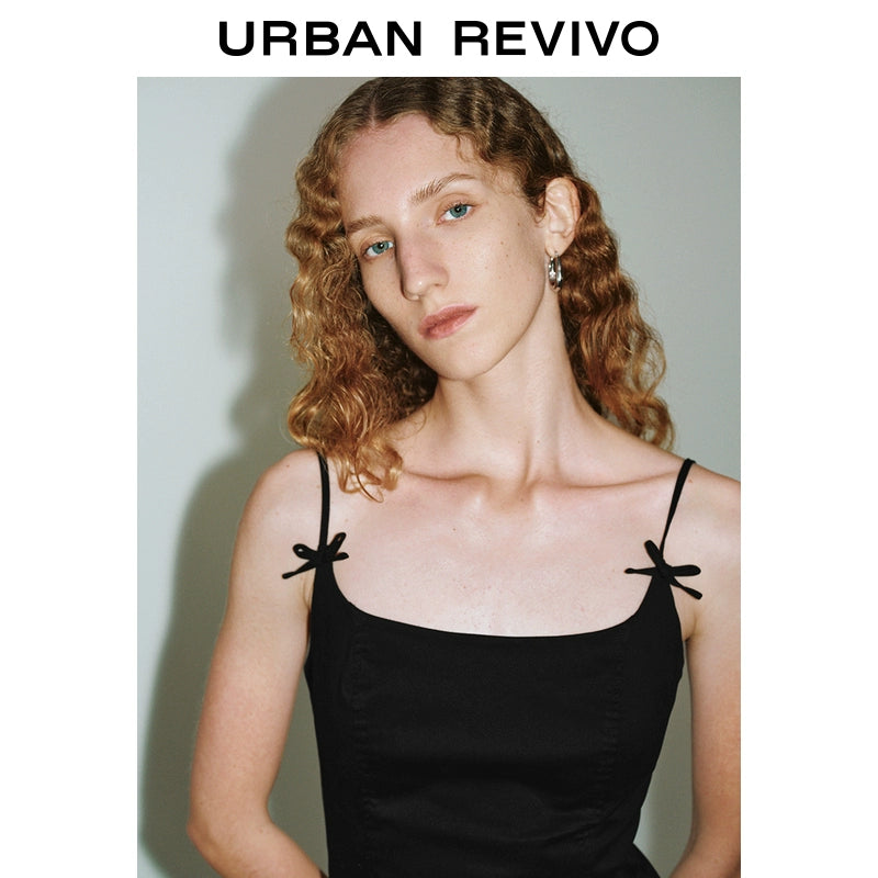 URBAN REVIVO Bow-embellished Suspender Dress