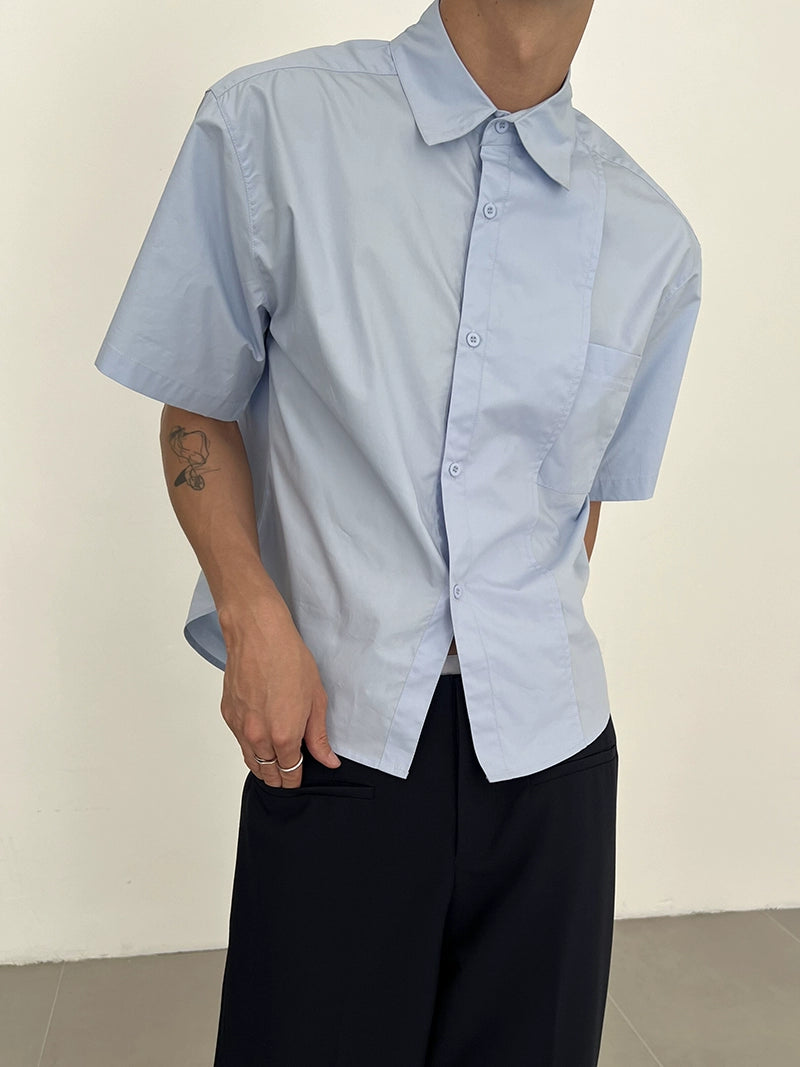 COLN Fashion Versatile Placket Short-sleeved Shirt