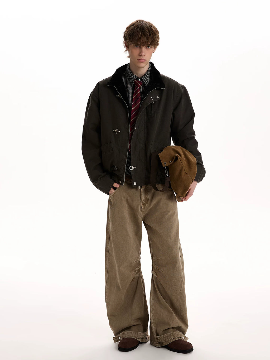 A PUEE Retro Stand-up Collar Short Versatile Jacket