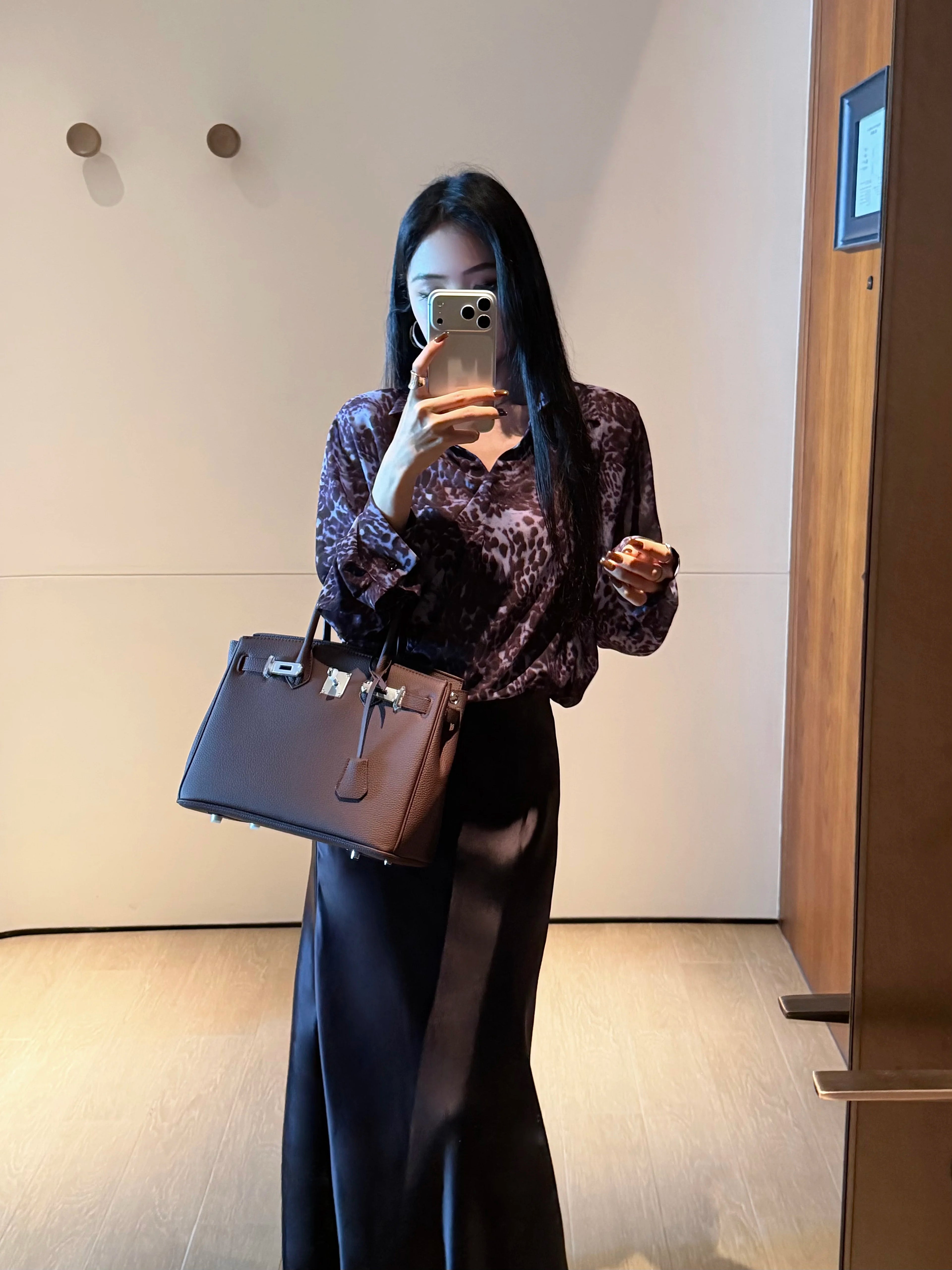 CHUYUQI Waist Leopard Print Long-sleeved Shirt