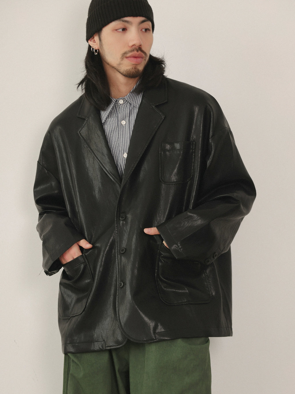 NOEARS Retro Ruffian Handsome Loose Leather Jacket