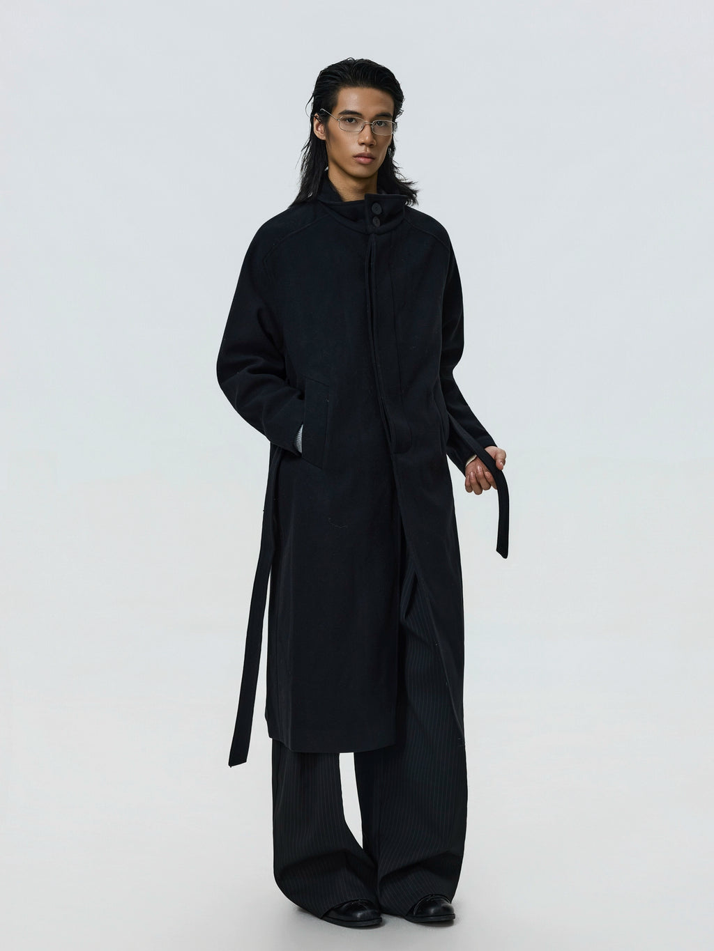 BTSG Minimalist Double-sided Woolen Stand-up Coat