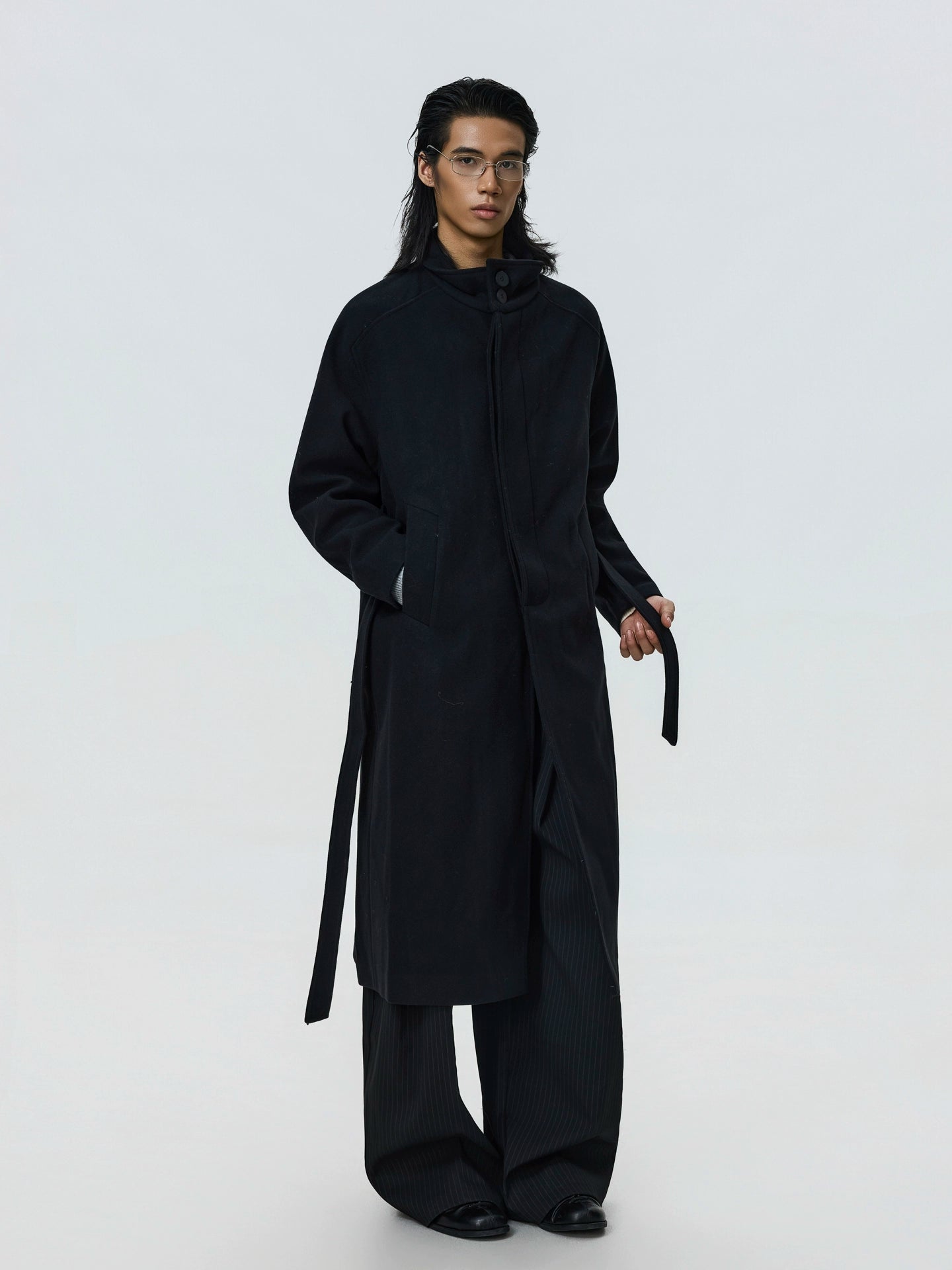 BTSG Minimalist Double-sided Woolen Stand-up Coat