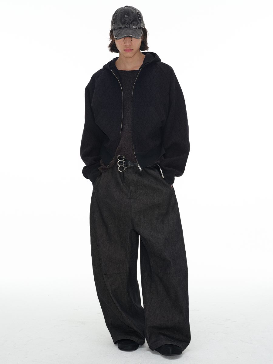JCAESAR Pleated Double-sided Wide-leg Jeans