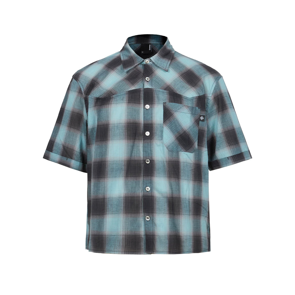 Remedy Loose Plaid Short Sleeve Shirt