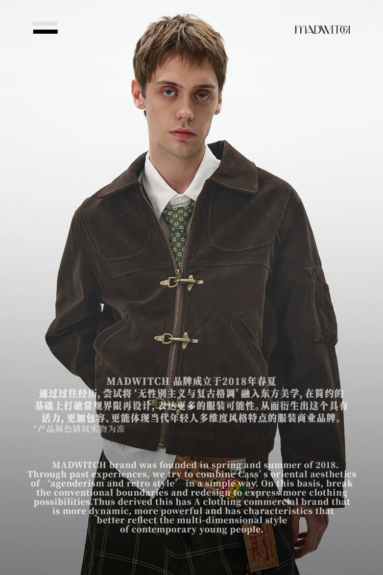 MADWITCH Deconstructed Splicing Aircraft Buckle Short Jacket